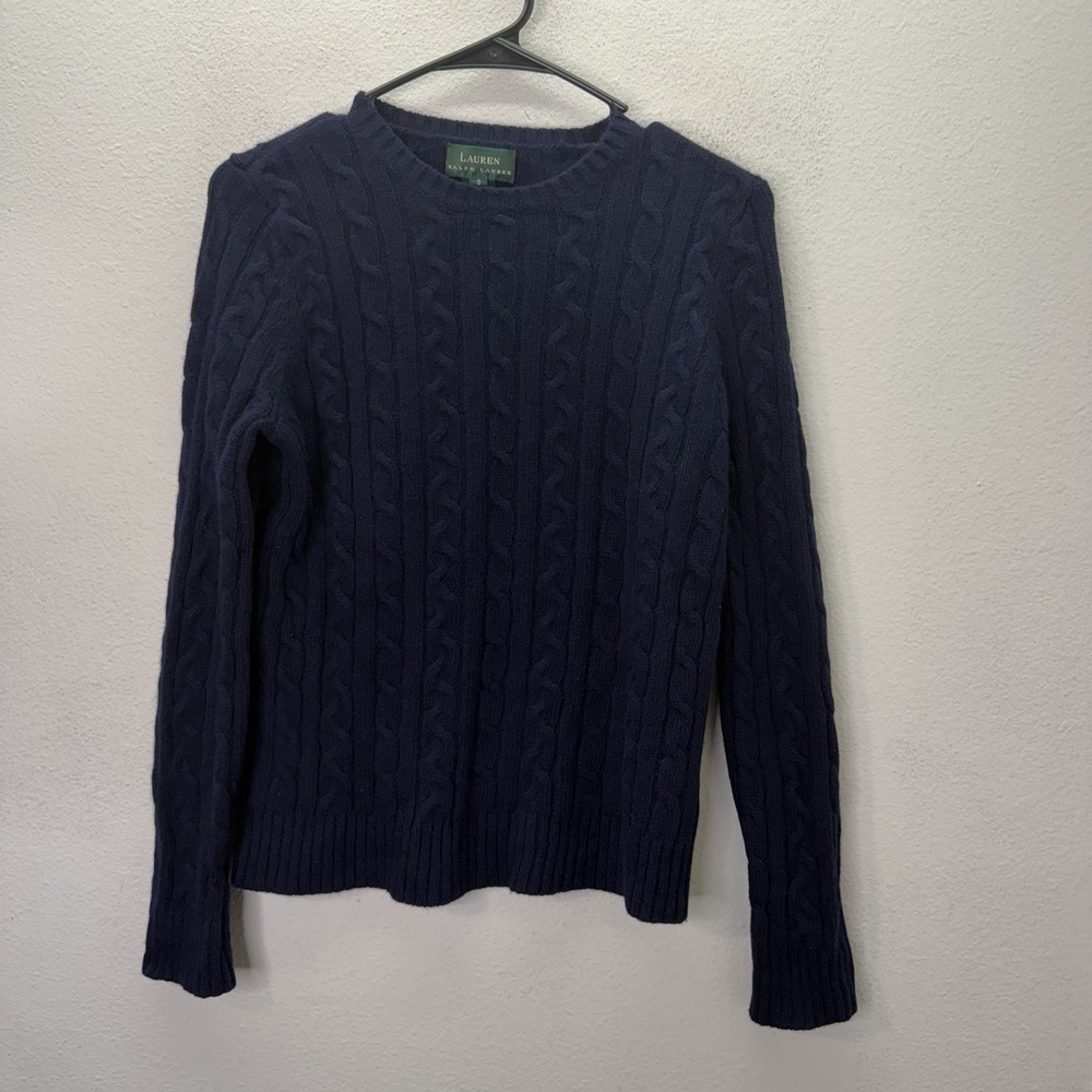 Lauren Ralph Lauren Wool Cashmere Angora Cable Knit Sweater Womens S Old Money